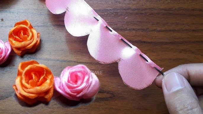 Amazing ribbon flower trick, Whole Ribbon Rose - Ribbon Flowers - How to  make an easy ribbon rose