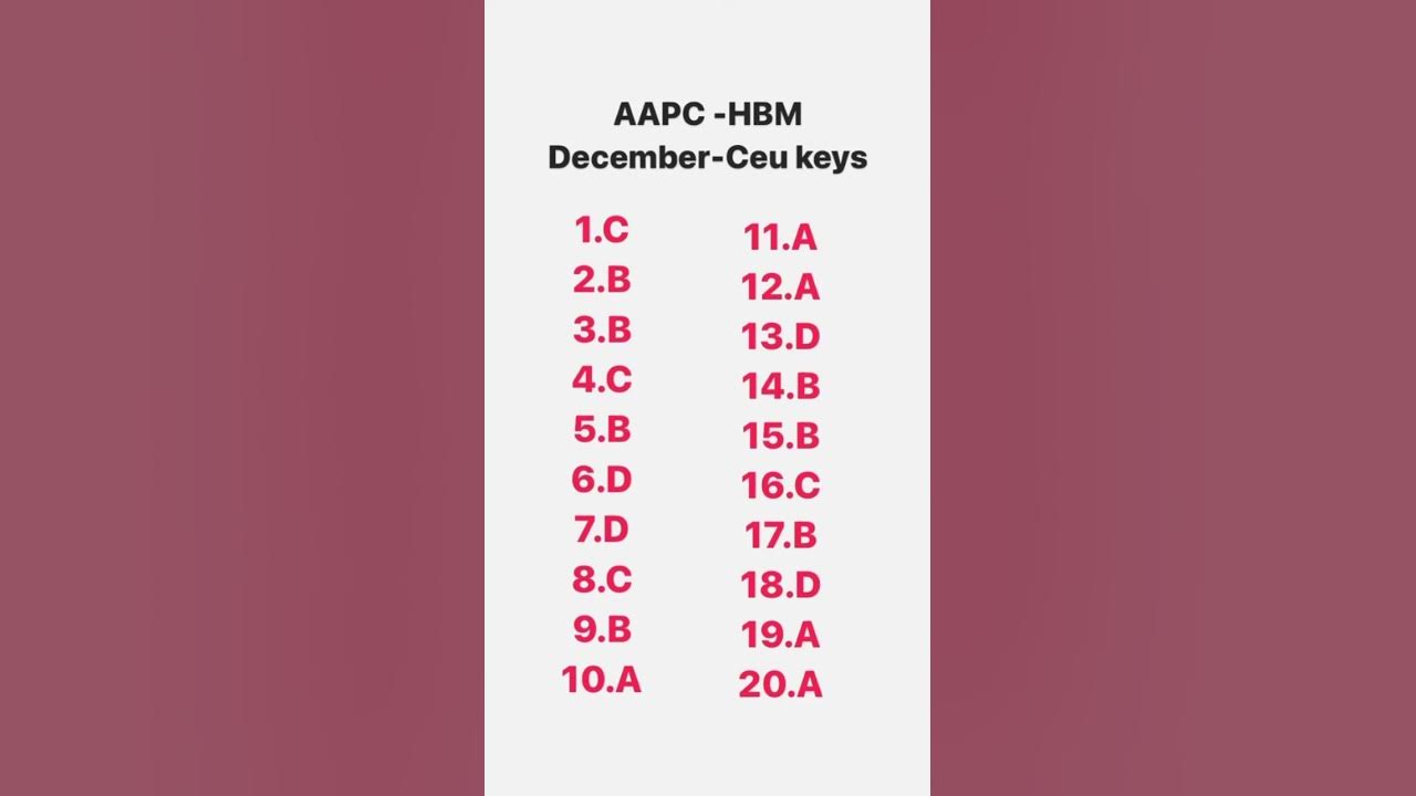 AAPCHBM December CEU keys 2023medicalcoding cpc céu aapc shorts viral YouTube