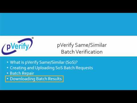 Pverify - Check Bulk SNS for MEDICARE (Batch Verification)