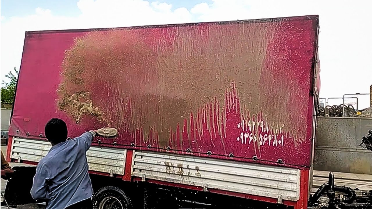 Cleaning The New Red Cargo Truck | HYUNDAI TRUCK |