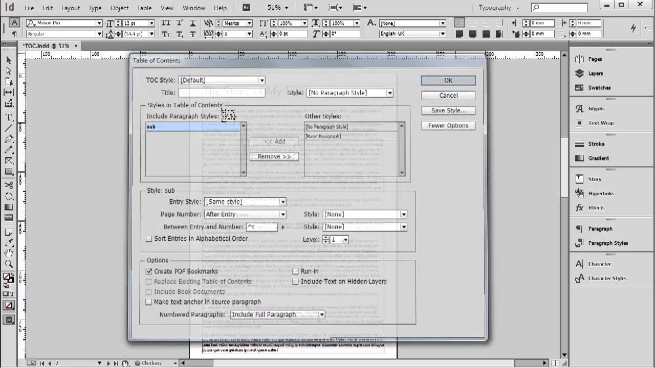table of contents indesign table of contents indesign
