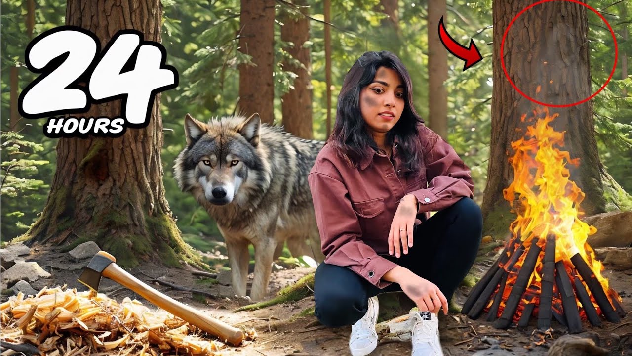 Living in a HAUNTED Forest for 24 Hours ! 🌲