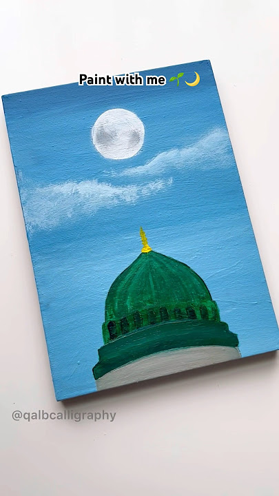 Easy Madinah in moonlight ☁️🌙 painting for beginners #art #artshorts #shorts