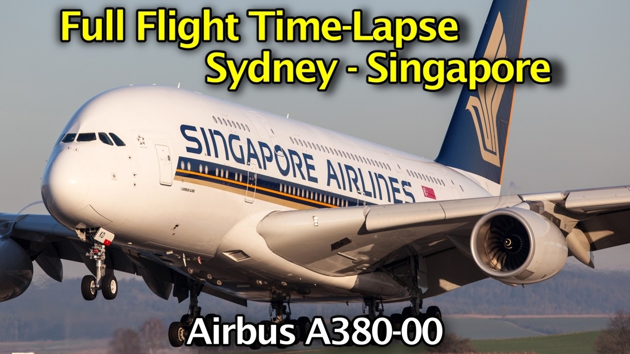 Time-lapse Full Flight / Sydney to Singapore / Airbus A380-800 / Singapore Airlines / 4K