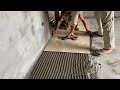 Professional Bedroom Floor Construction Workers Use Large Size Ceramic Tiles 80 x 80cm
