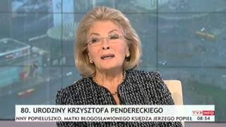 Elżbieta Penderecka W 80. Urodziny Krzysztofa Pendereckiego Gość Poranka Tvp Info, 23.11.2013 R.