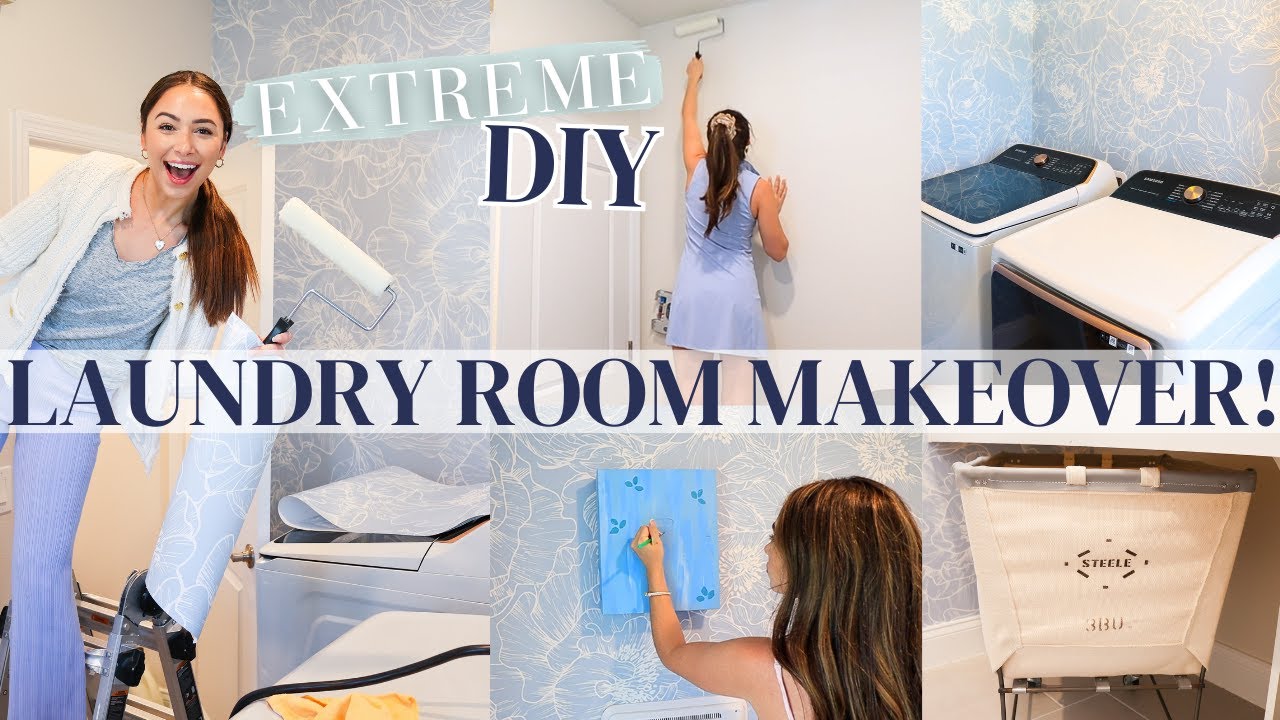 EXTREME DECORATE WITH ME! 🤩🧺 DIY Laundry Room Makeover! | Part 2! - YouTube