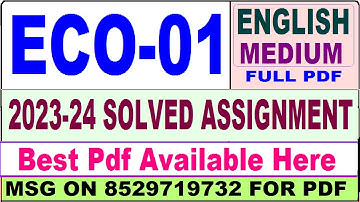 eco 01 solved assignment 2023-24 / eco 01 solved assignment 2024 / ignou bca 1st sem eco01 solved
