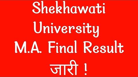 Shekhawati University M.A. Final Result Out ! #pdusunews  #Shekhawati_University_ma_result #maresult