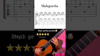 Malagueña in 5 steps 😅🤪🤯😈🌶 #classicalguitar #fingerstyle #malaguena