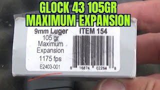 Glock 43 9mm 105 Grain Underwood Ammunition Maximum Expansion Round