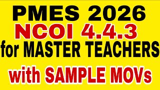 PMES 2026 Objective 8 NCOI 4.4.3 for MASTER TEACHERS