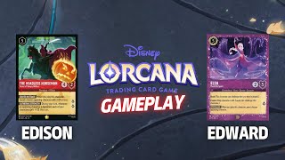 Disney Lorcana - Gameplay - Edison (Amethyst Ruby) vs Edward (Amethyst Ruby)