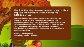 Thankful Thursday November 23, 2023 by Louisiana Department of Corrections 220 views 5 months ago 2 minutes, 13 seconds
