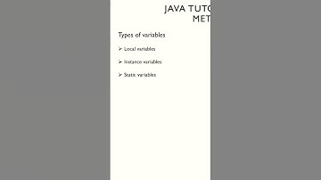 Java - Types of Variables - Local and Instance variables