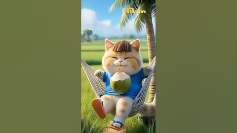 Mèo: Uống nước dừa giảm cân😁 #top  #funny #review #cartoon #cute #memes #animation