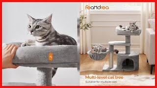 Feandrea Cat Tree, Small Cat Tower, Cat Condo, Kitten Activity Center With Scratching Post, Basket,