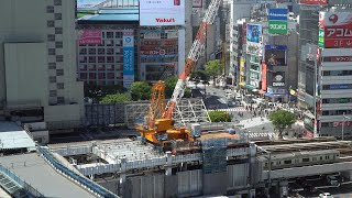 JR渋谷駅埼京線ホーム直上デッキの建設状況（2021年4月18日）
