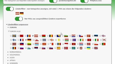 POIbase Länderfilter