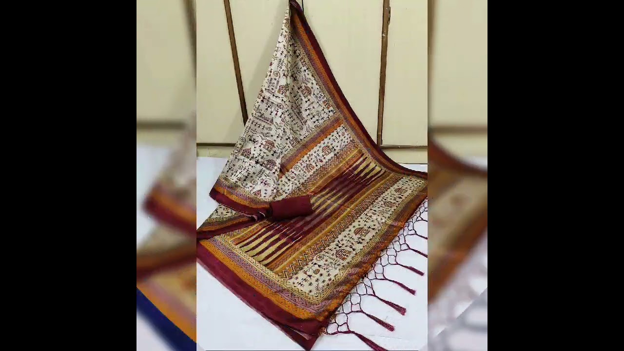 Soft Silk warli Print Saree with Printed Contrast warli Print Pallu 450rs.+shipping