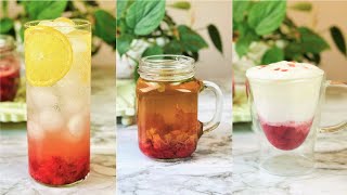 3 Easy Strawberry Drinks  | Strawberry Lemonade | Strawberry Tea |  Strawberry Latte