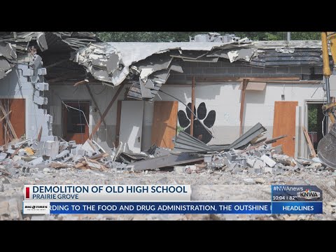 Crews demolish Prairie Grove High School