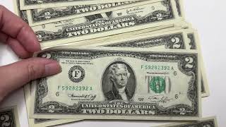 Finding 1953 1963 and 1976 Two Dollar Bills and Error Notes at the Bank