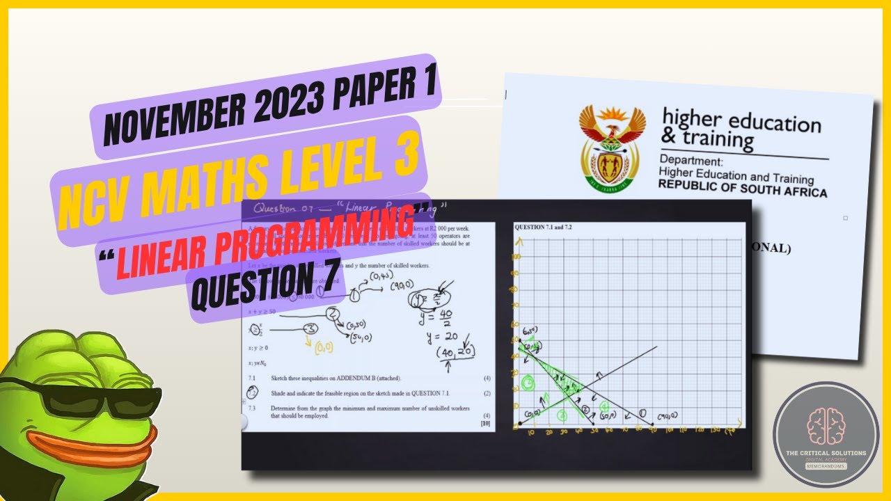 NCV Maths Level 3: Master Linear Programming | November 2023 Paper 1 Q7 ...