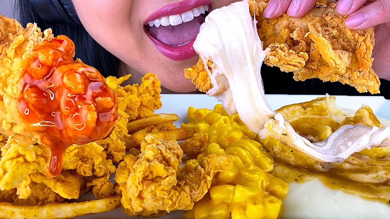 ASMR SPICY CAJUN STRETCHY CHEESE & FRIED CHICKEN MUKBANG (NO TALKING) *Eating Sounds* | ASMR Phan