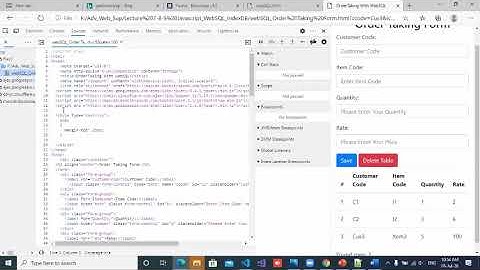 Integration of WebSQL with HTML form using Function of JavaScript