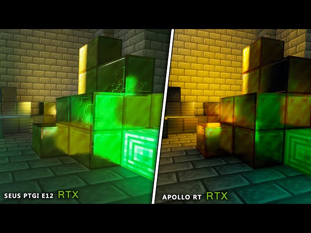 RTX COMPARISON SEUS PTGI E12 vs APOLLO RT | Minecraft Shaders Comparison In Java Edition class=
