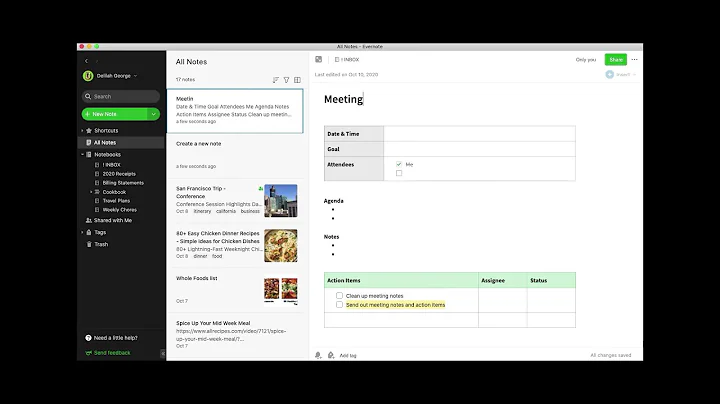Get started by creating notes in Evernote using the New Note button