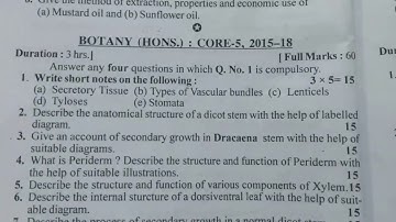 Vbu sem 3, Botany hons, core 5, 6,both, old year questions paper, ug, session 2015-18