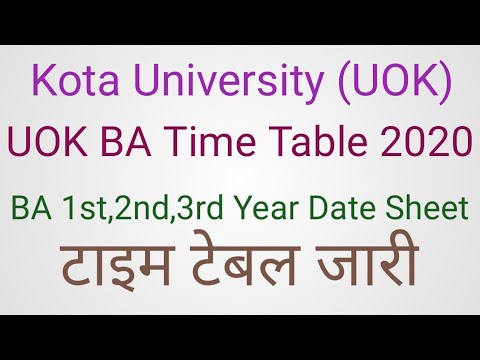 Kota University Ba Time Table 2020 Uok Ba 1st 2nd And 3rd Year