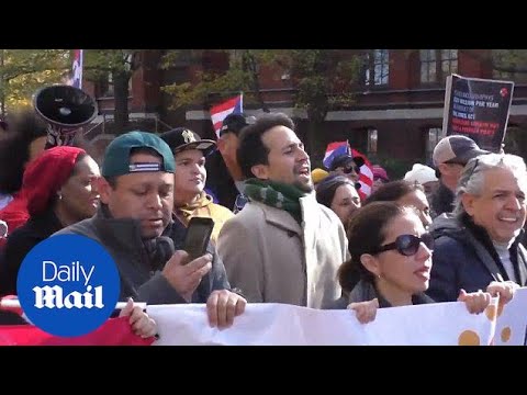 Lin-Manuel Miranda leads march calling for Puerto Rico help - Daily Mail