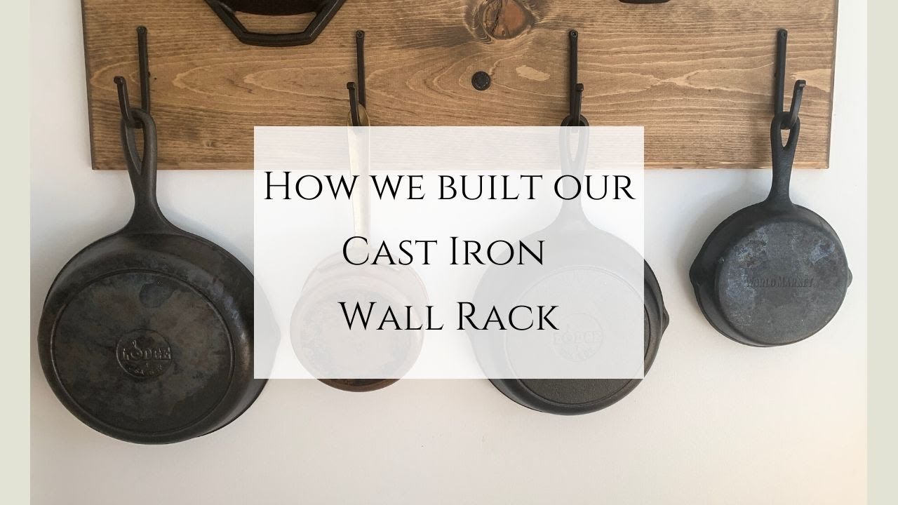 DIY cast iron pan rack  Cast iron skillet storage ideas, Pan rack, Cast  iron