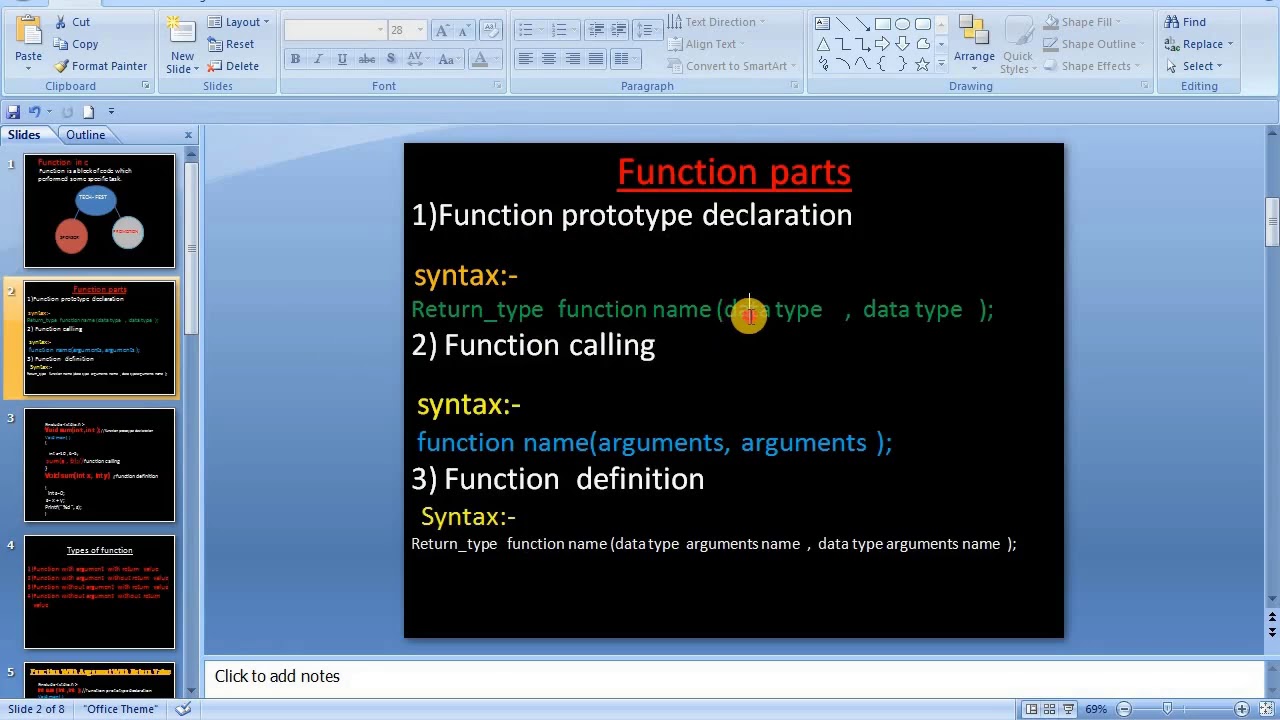 Function in c basic syntax part-2 - YouTube