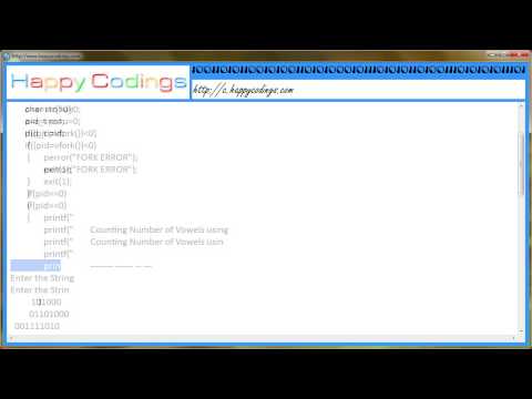 vowels counting using vfork c code example