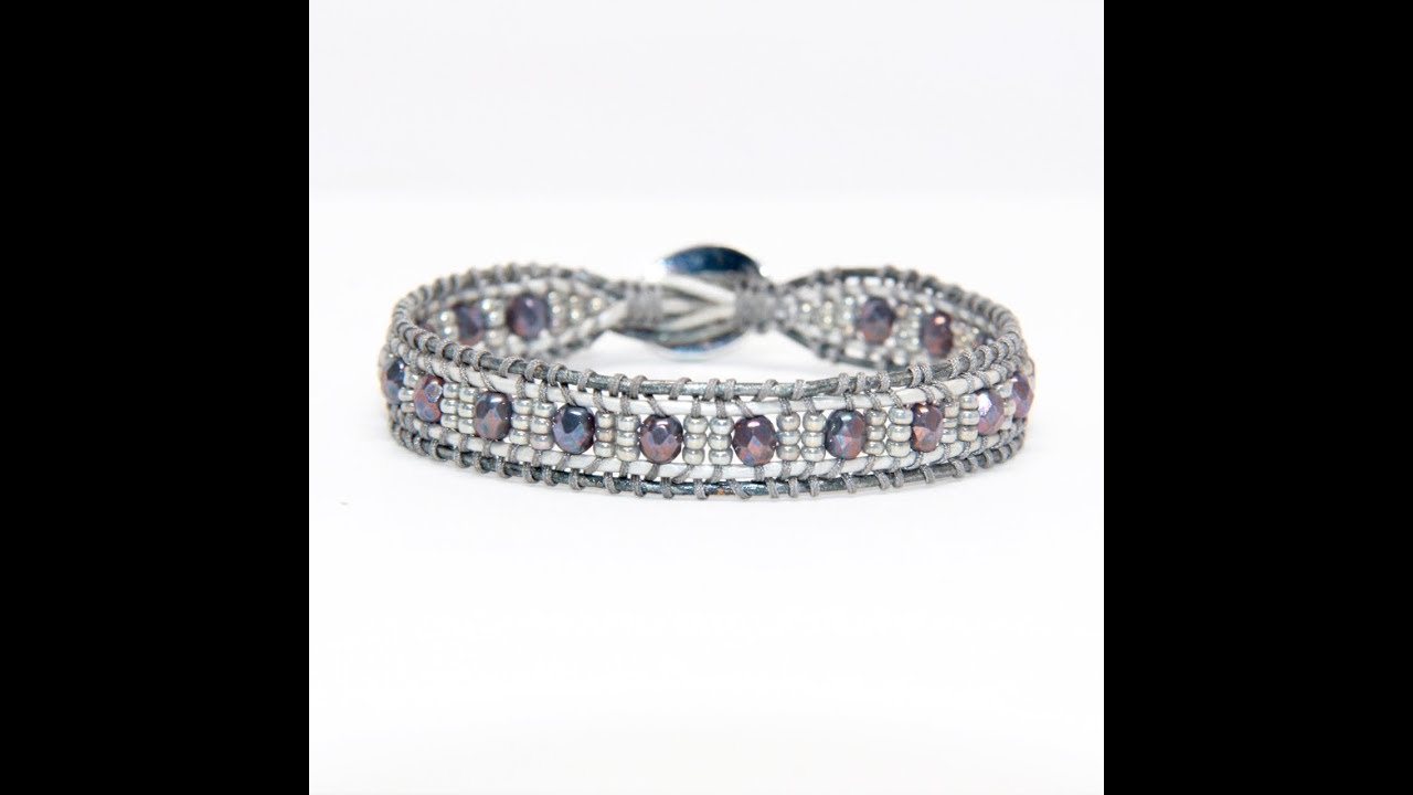 Leather Wrapped Bracelet using two colors or leather