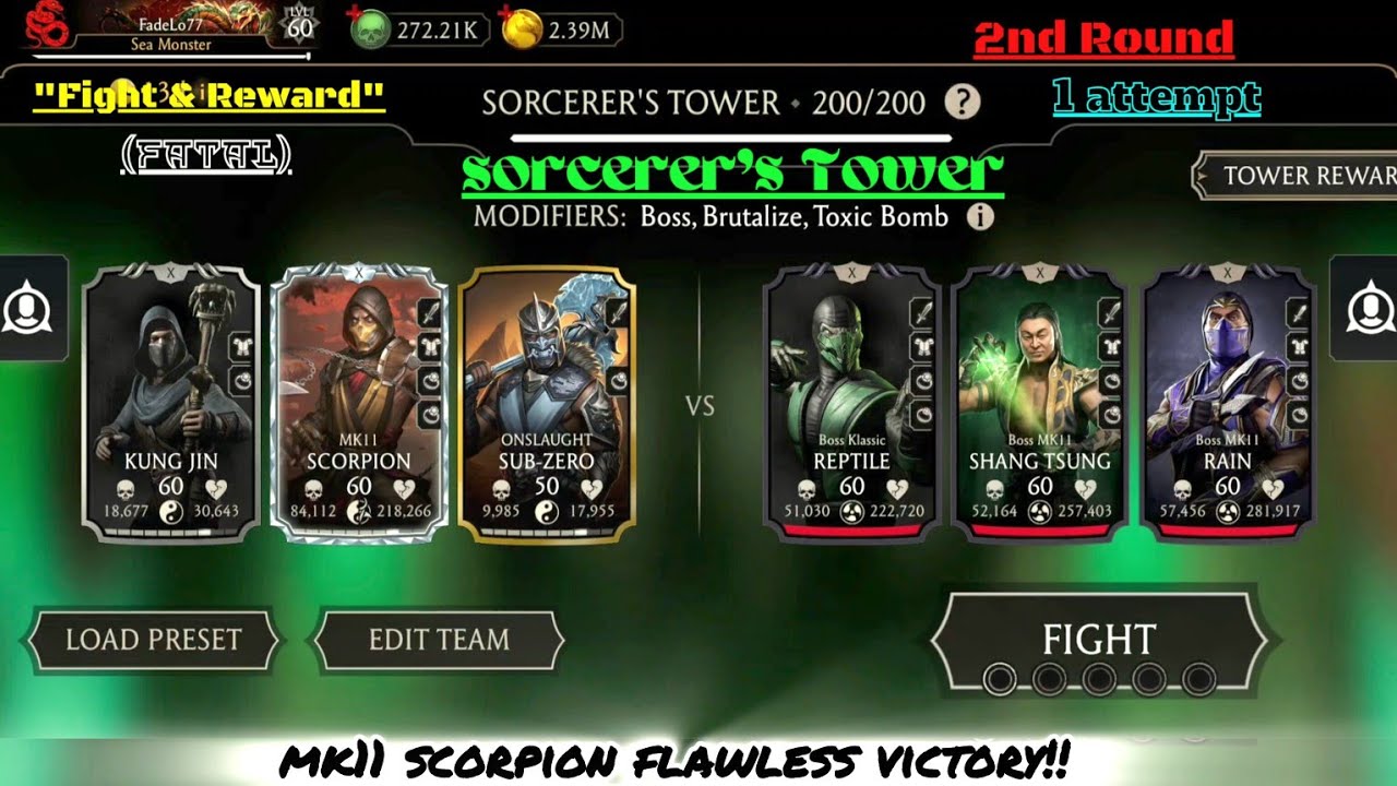 Mk Mobile. Sorcerer Tower (Fatal) Final Bosses 2nd Round Fight & Reward!!