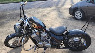 Brass handlebar grips and engine start and cutoff switch relocation on a Honda Shadow 600 VLX