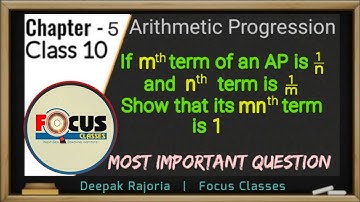 If mth term of an AP is 1/n and nth term is 1/m show that (mn)th term of this AP is 1. Class-10 AP
