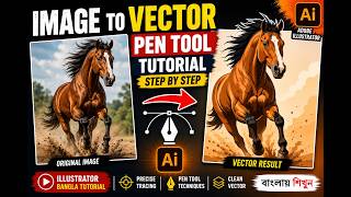 Adobe Illustrator Pen Tool Tutorial Image to Vector Shape Design Step by Step Beginner to Advanced