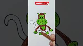 Cute Cartoon Monkey Drawing | How to draw a monkey #shorts #shots #ABKidsArt | Animal Drawing