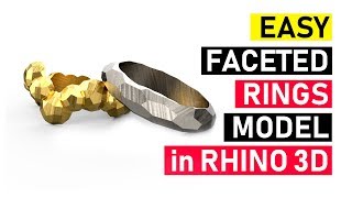 3 Minutes Easy Faceted Ring in Rhino 3D (2019): Jewelry CAD Design Tutorial #57