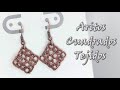 ARITOS CUADRADOS TEJIDOS CON ALAMBRE DE COBRE, CURSO DE TEJIDO EN METAL N°10