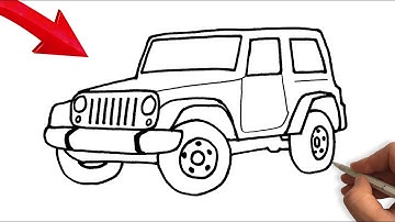 How to Draw a Jeep Easy Step by Step - How to draw a car easy