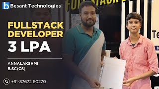 FullStack development course in Bangalore|Success Story|Besant Technologies