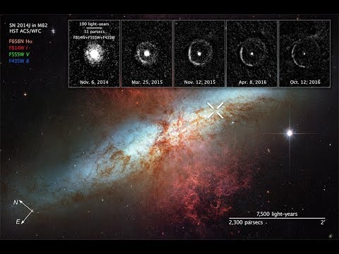 Hubble vede l'eco luminosa della supernova nella Galassia Sigaro