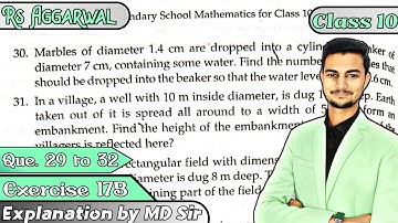 Volume and Surface Area of Solids | Class 10 Exercise 17B | Q29 to Q32 | Rs Aggarwal Class 10 | CBSE